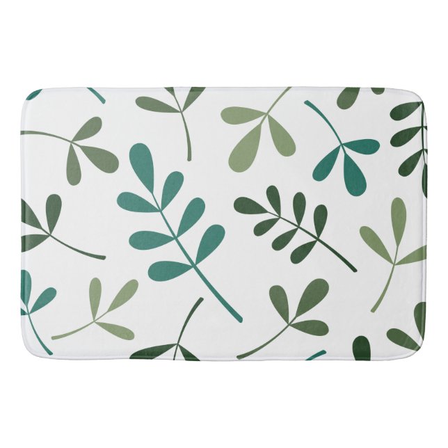 Large Assorted Mixed Green Leaves Design Bath Mat (Front)