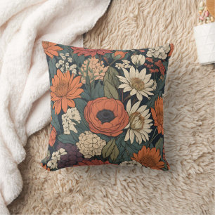 Large Autumn Flowers Contemporary Cushion