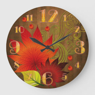 Large Autumn Leaves Wall Clock