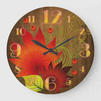 Large  Autumn Leaves Wall Clock