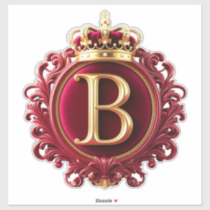 Large B Monogram on Red Velvet