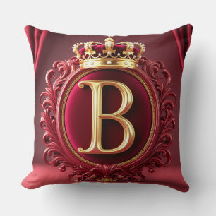 Large B Monogram on Red Velvet Cushion