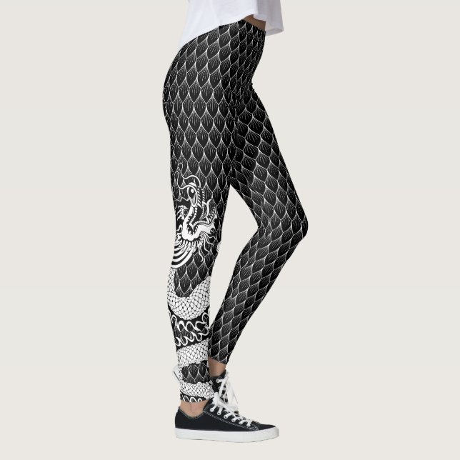Large B&W Dragon Leggings (Right)
