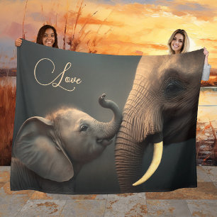 Large Baby Elephant Cute Love  Fleece Blanket