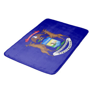 Large bath mat with flag of Michigan, USA