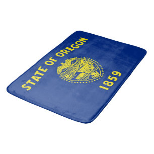 Large bath mat with flag of Oregon State, USA