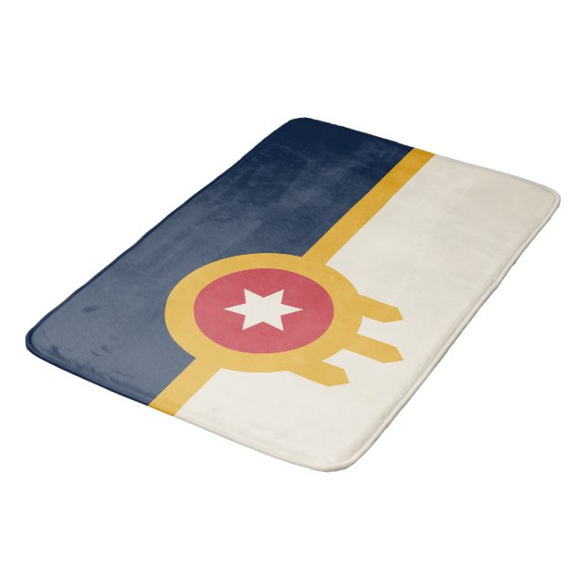 Large bath mat with flag of Tulsa City (Angled)