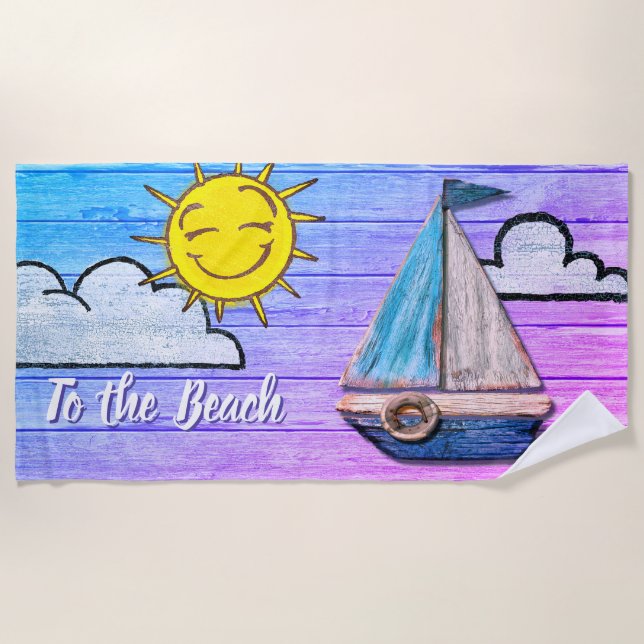 Large beach towel To the Beach Psychedelic (Front)