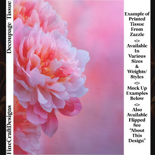 Large Beautiful Pink Peony Flower EY9L Decoupage Tissue Paper