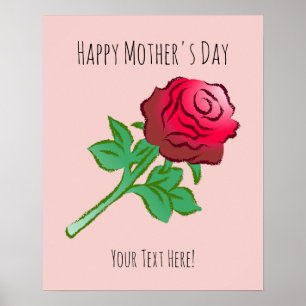 Large Beautiful Red Rose Poster