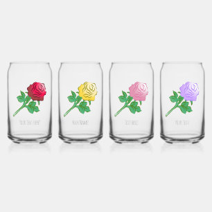 Large Beautiful Roses Can Glass