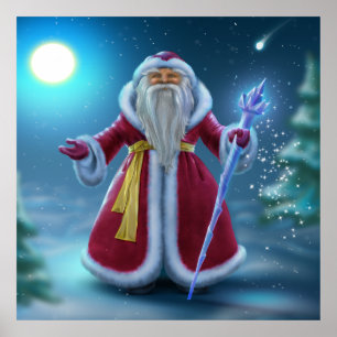 Large Beautiful Santa Art Poster