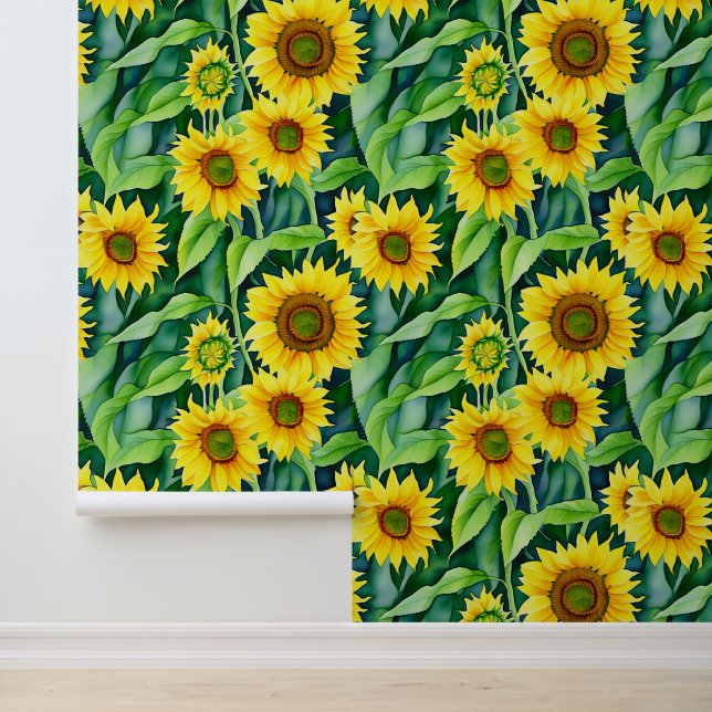 Large Beautiful Sunflowers Pattern Wallpaper (Application)