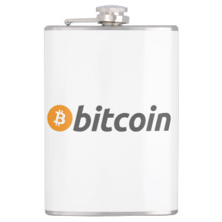 Large Bitcoin logo with orange Bitcoin symbol Hip Flask