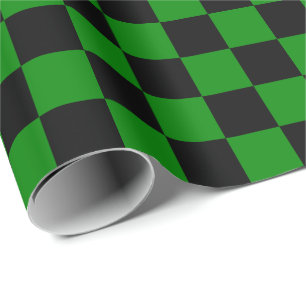 Large Black and Green Checks Wrapping Paper
