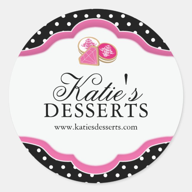 Large Black and Pink Bakery Packaging Stickers (Front)