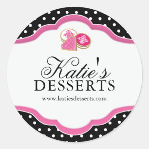 Large Black and Pink Bakery Packaging Stickers