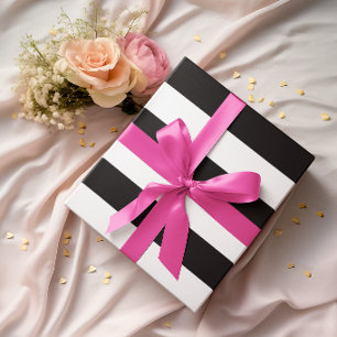 Large Black and White Horizontal Stripes Wrapping Paper