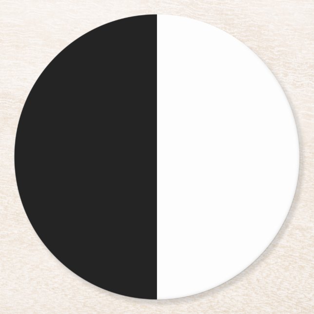 Large Black And White Middle Round Paper Coaster (Front)