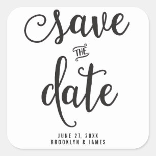 Large Black And White Save The Date Stickers