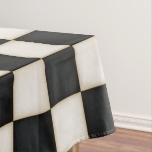 Large Black & Antique White Checkers 52"x70" Tablecloth