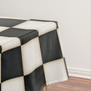 Large Black & Antique White Checkers 60"x84" Tablecloth