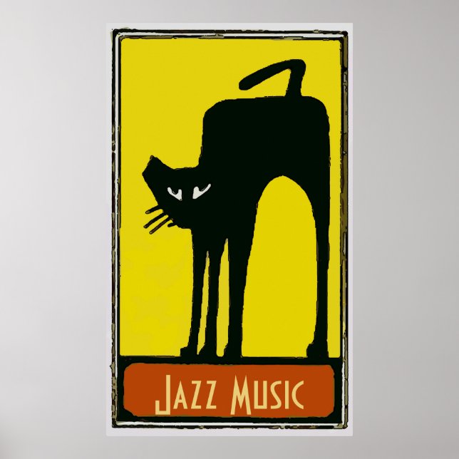 Large Black Cat, Jazz Music, Poster (Front)