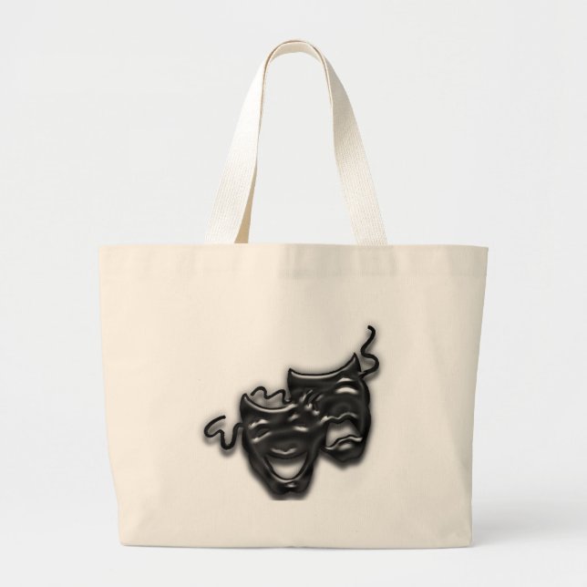 Large Black Masks Tote Bag (Front)