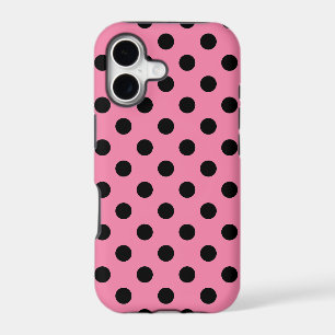 Large Black Polka Dots on hot pink