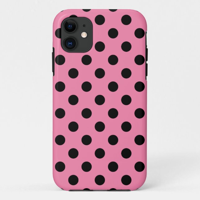 Large Black Polka Dots on hot pink Case-Mate iPhone Case (Back)