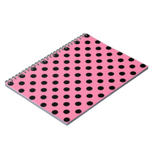 Large Black Polka Dots on hot pink Spiral Notebook