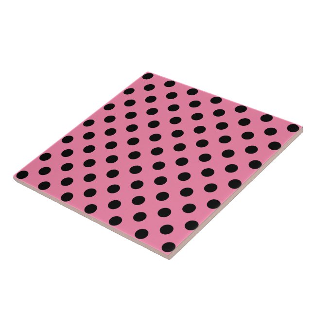 Large Black Polka Dots on hot pink Tile (Side)