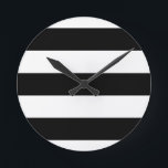 large black stripes round clock<br><div class="desc">Linear black-striped design</div>