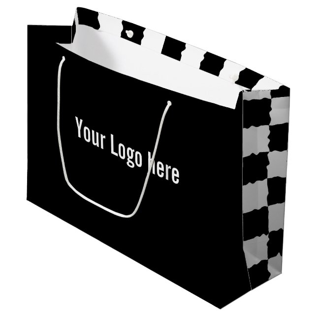 Large Black & White Giftbag Gift Bag (Front Angled)