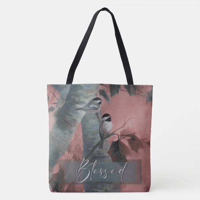 Large Blessed Chickadee tote (special edition) (Front)