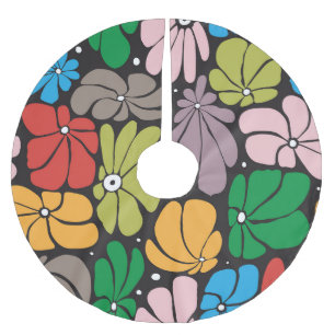 Large Blossoms Retro Floral Seamless Brushed Polyester Tree Skirt