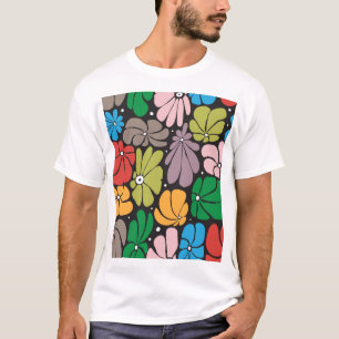 Large Blossoms Retro Floral Seamless T-Shirt
