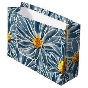 Large Blue and yellow Flowers Seamless Pattern Gift Bag