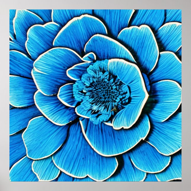 Large Blue Camellia Blossom Poster (Front)