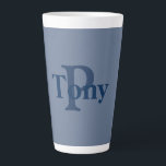 Large Blue Comfort Colours Latte Mug<br><div class="desc">This large latte mug is made with three Comfort Colours. The mug itself is a Blue Jean colour. The name Tony is a Chambray colour and the initial P is a Midnight colour. All three of those colours, the Blue Jean of the latte mug, the Chambray of the name Tony...</div>