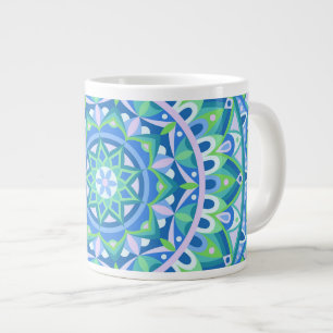Large Blue Mandala Boho Oversized Spiritual Cosy Coffee Mug