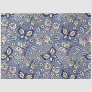 Large Blue Seamless Butterfly Pattern Decoupage Tissue Paper