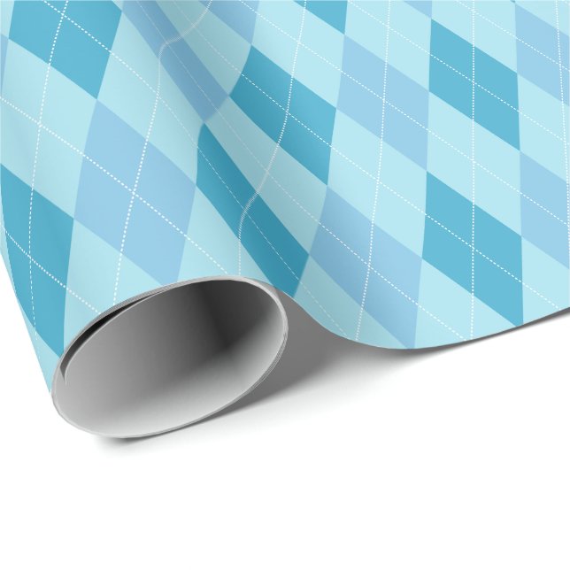 Large Blue Tones Argyle Wrapping Paper (Roll Corner)