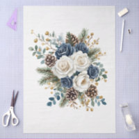 Large Blue & White Christmas Bouquet Decoupage