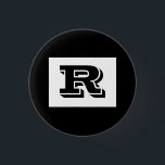 Large Bold Outlined Black Monogram, Black 3 Cm Round Badge<br><div class="desc">Personalise this cool large Bold Outlined Black Monogram on black background. Click “Customise” to change colours and type styles.</div>