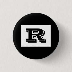 Large Bold Outlined Black Monogram, Black 3 Cm Round Badge