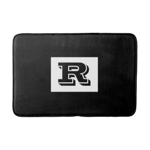 Large Bold Outlined Black Monogram, Black Bath Mat