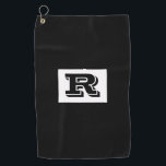 Large Bold Outlined Black Monogram, Black Golf Tow Golf Towel<br><div class="desc">Personalise this cool large Bold Outlined Black Monogram on black background. Click “Customise” to change colours and type styles.</div>