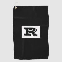 Large Bold Outlined Black Monogram, Black Golf Tow