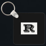 Large Bold Outlined Black Monogram, Black Key Ring<br><div class="desc">Personalise this cool large Bold Outlined Black Monogram on black background. Click “Customise” to change colours and type styles.</div>